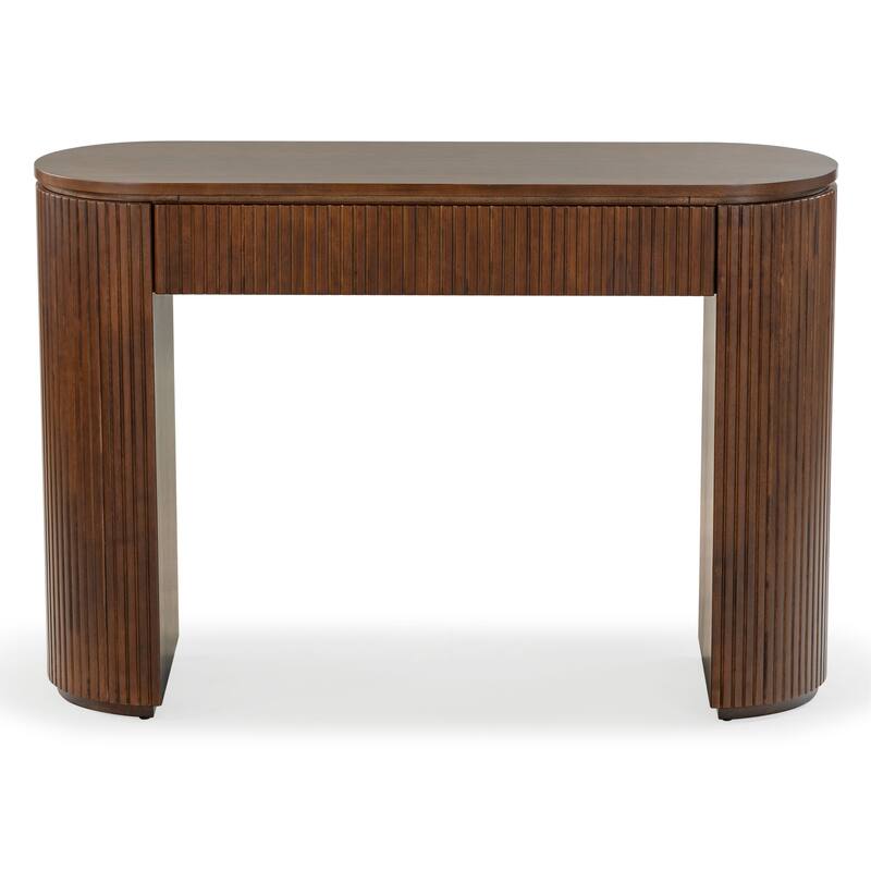 SAFAVIEH Couture Rikki Fluted 1 Drawer Wood Console Table - 48"W x 15"D x 32"H - Walnut