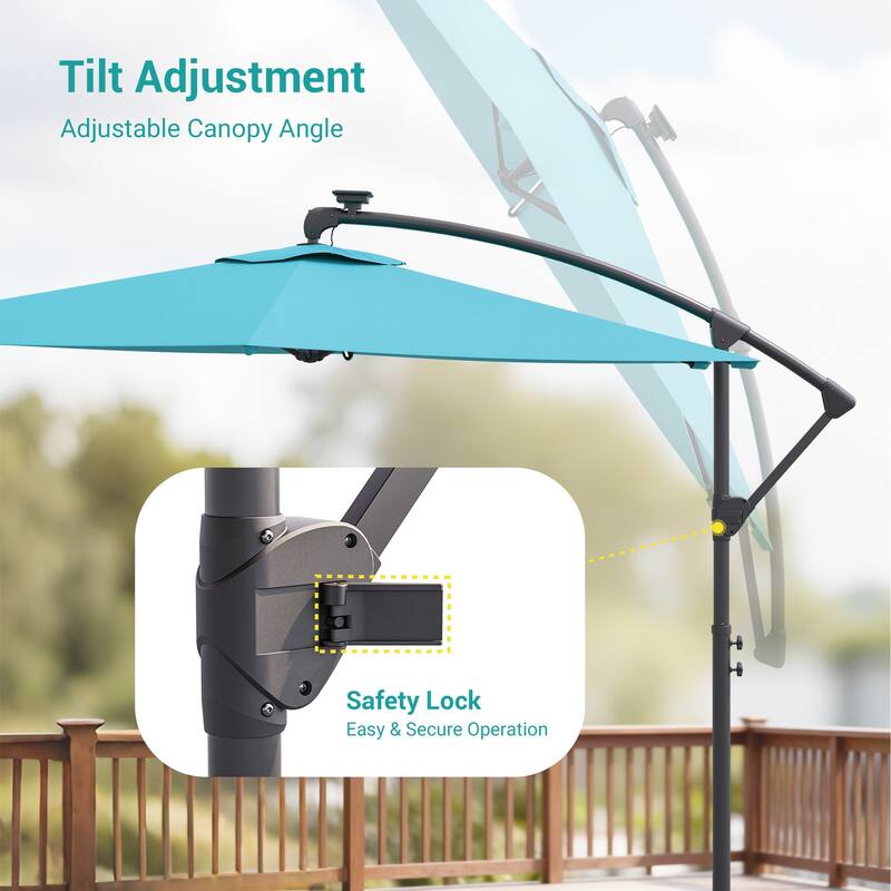 Sonkuki Outdoor 10FT LED lighted Patio Offset umbrella for Garden