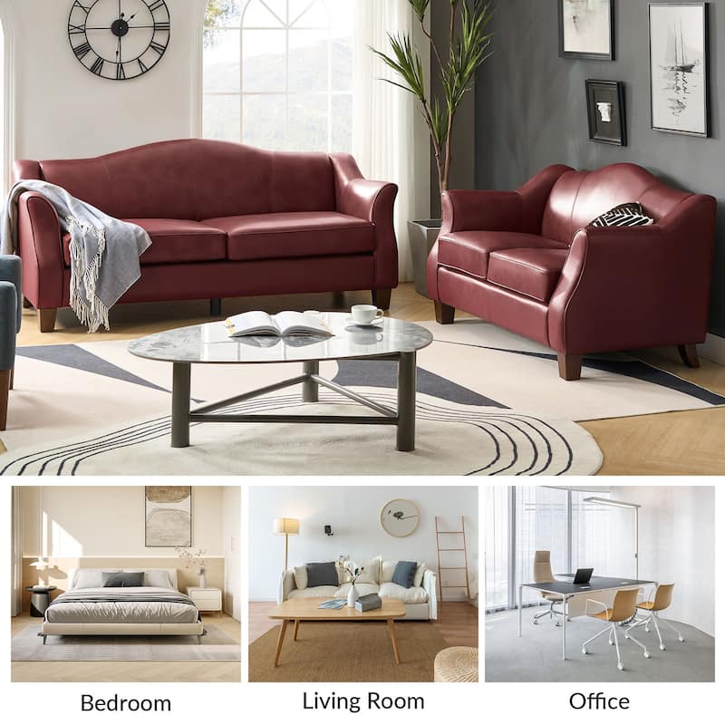 Franco Traditional Genuine Leather Sofa Set of 2 by HULALA HOME