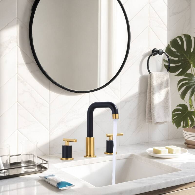 WOWOW 8-inch Dual Handle Widespread Bathroom Faucet