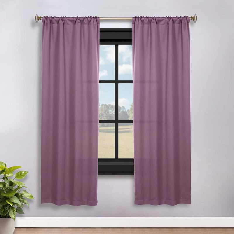 Superior Solid Machine Washable Room Darkening Semi-Blackout Curtains, Set of 2