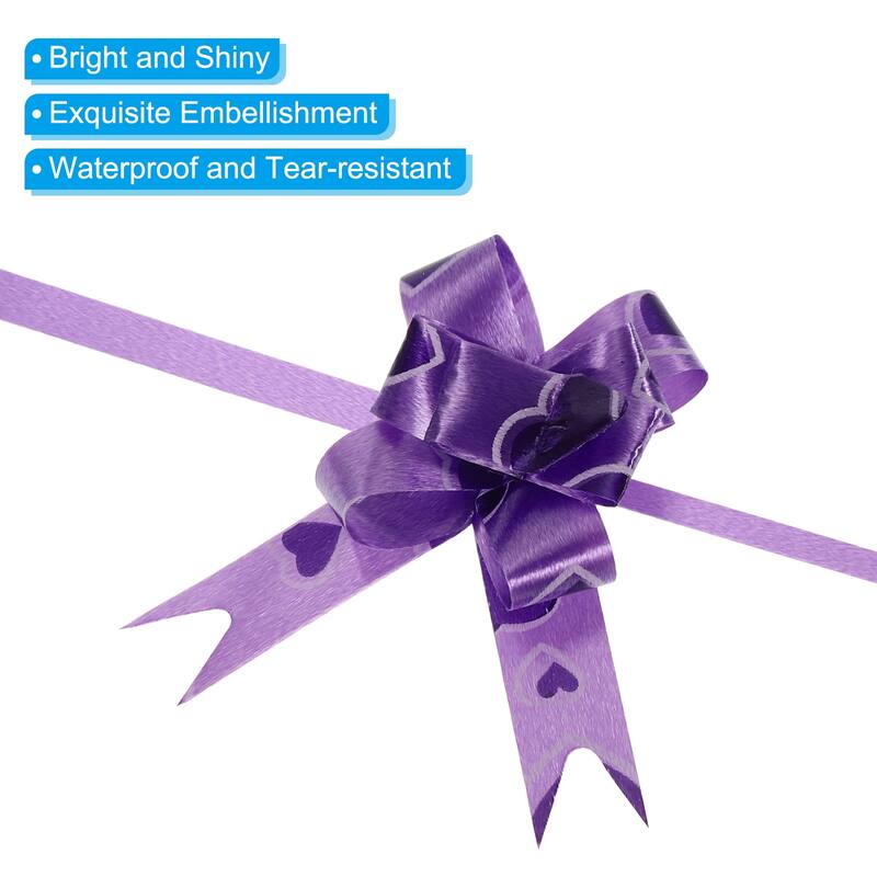 100Pcs 8" Pull Bows Gift Wrapping Pull Bow Heart Pattern Baskets Bows