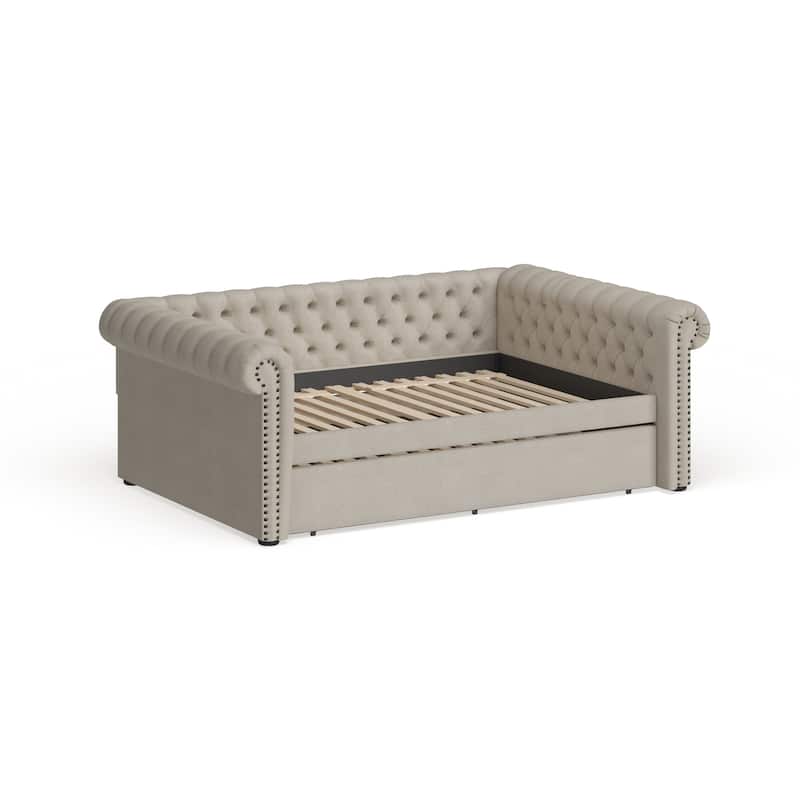 Furniture of America Filt Contemporary Daybed with Twin Trundle Set - Beige