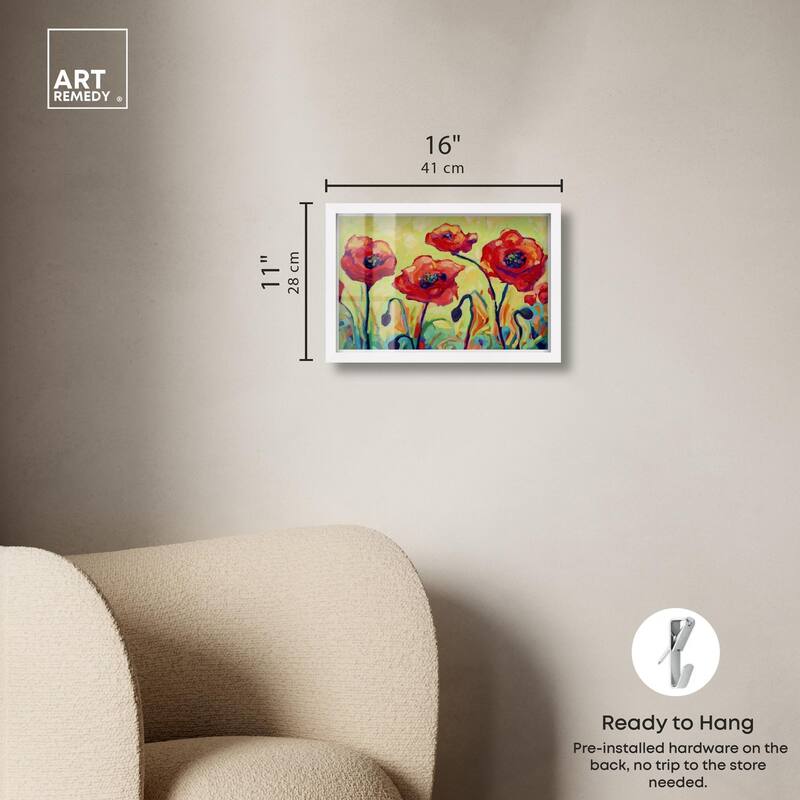 Red Poppy Field II Shadowbox by Art Remedy