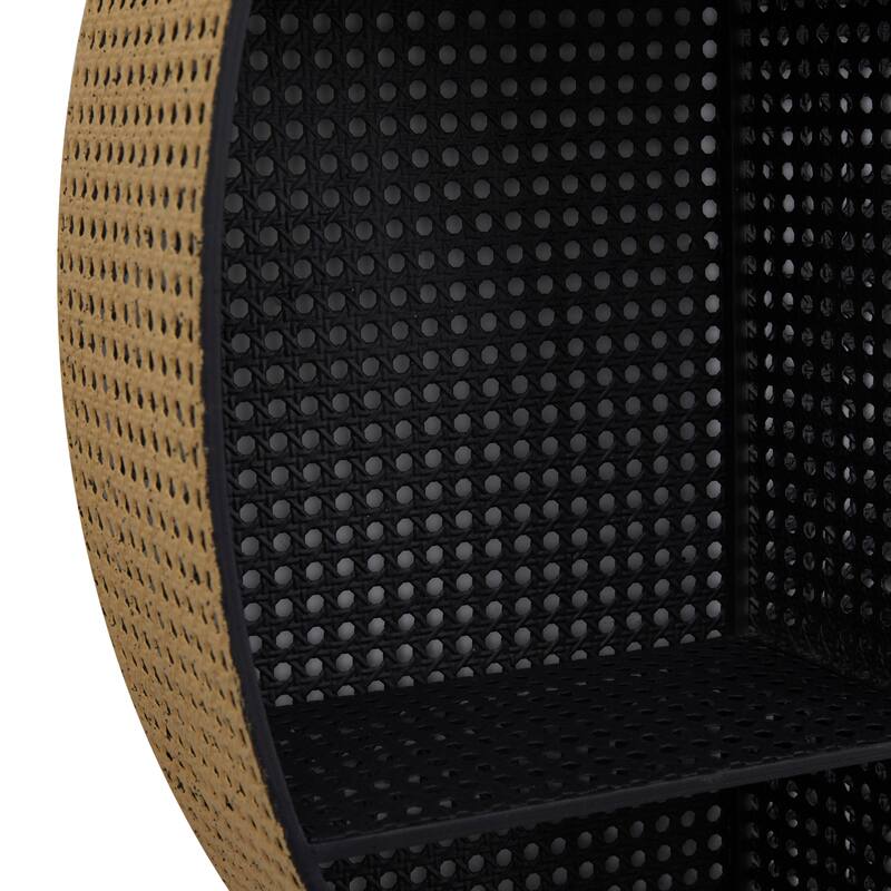 Black Metal Round 8 Cubbies Wall Shelf - 32"W, 32"H