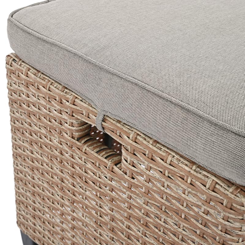 Roomfitters 6-Piece Outdoor Rattan Wicker Patio Garden Set with Sofa, Chair, Stools and Table