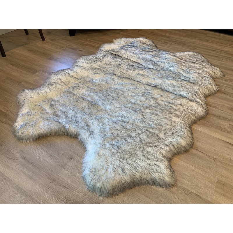 Highland Select Natural Long Wool Sheepskin 4 Pelt Shag Rug - 3'6" x 5'6"