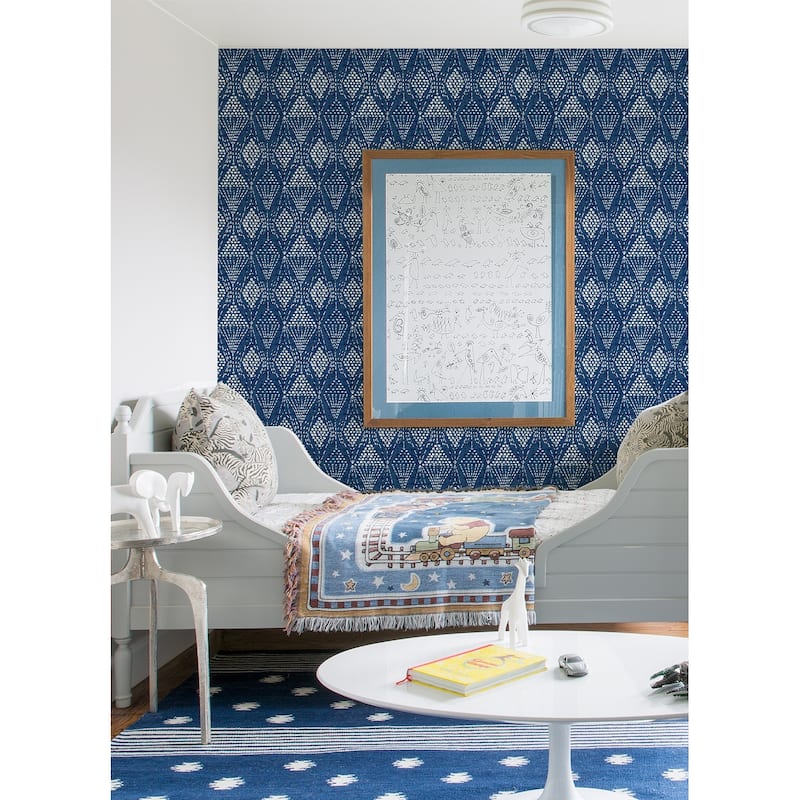 A-Street Prints Grady Blue Dotted Geometric Wallpaper