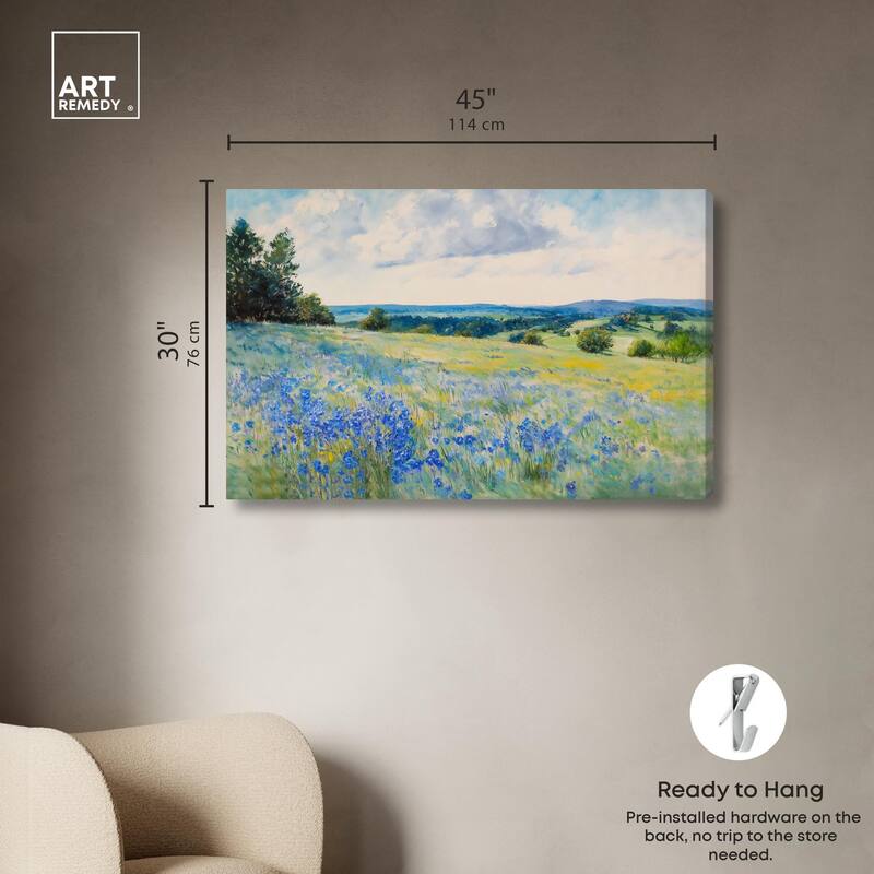 Sky Over Blue Fields Canvas by Art Remedy, Gallery Wrapped