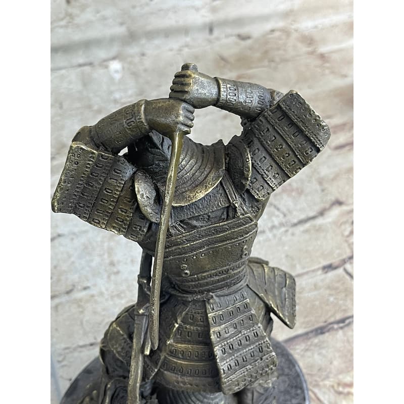 Japanese Samurai Warrior Swinging Katana Sword Bronze Statue Sculpture Figure Kamiko 10 Inches X 6 Inches