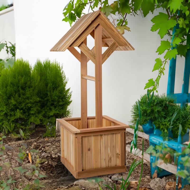 All Things Cedar 5-Ft Outdoor Wishing Well Planter Box for Flowers and Plants - 36