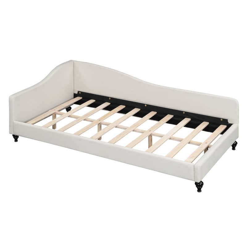 L-Shaped Linen Daybed,with Solid Wood Legs