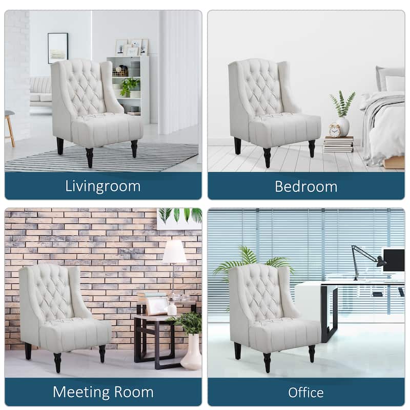 Copper Grove Erin Tufted Linen Upholstered Tall Wingback Accent Chair