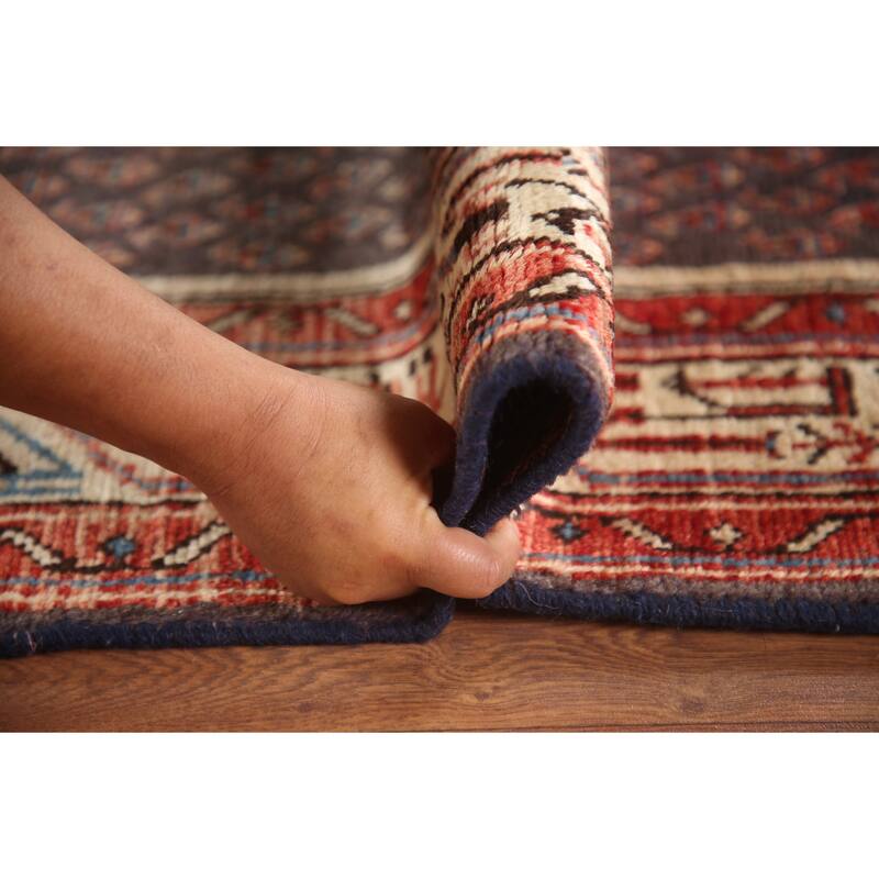 Hand Knotted Oriental 100% Wool Carpet Traditional All-Over Greys & Charcoal Botemir Runner Rug - 10' 4'' X 3' 4''