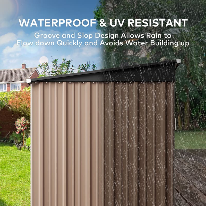 5' x 3' / 6' x 4' Outdoor Storage Shed with Double Lockable Doors, Waterproof Shed, Outdoor Storage Clearance for Backyard Patio