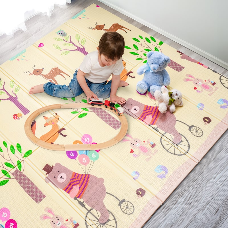 Sorbus Foldable Baby Kids Play Mat, Floor Foam Mats with Travel Bag - Waterproof Foldable - 78" x 70" x 0.4" - 78 x 70 x 0.4”
