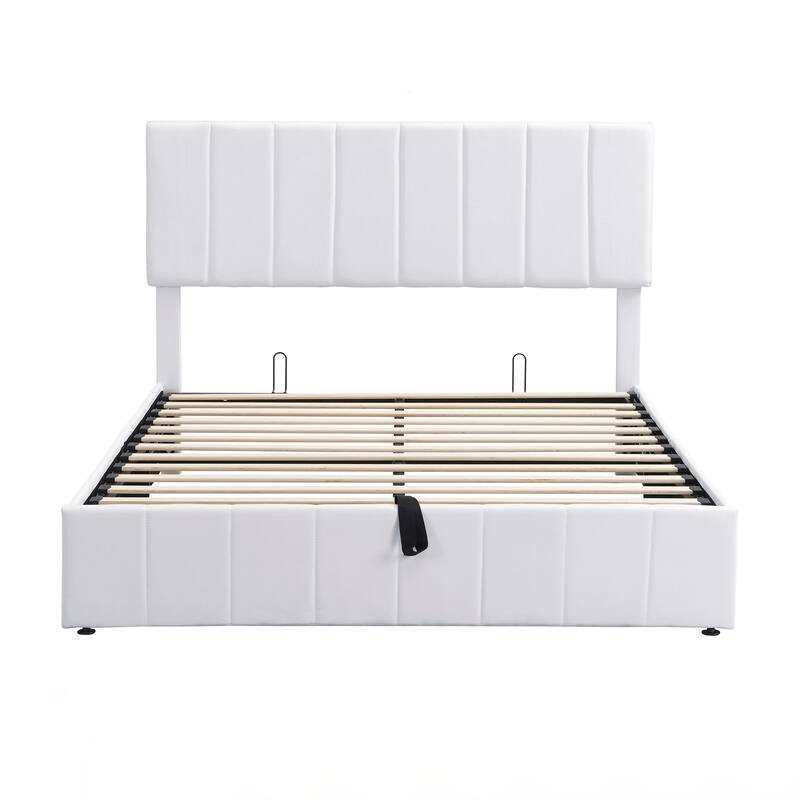 Queen size Upholstered Platform bed with a Hydraulic Storage System
