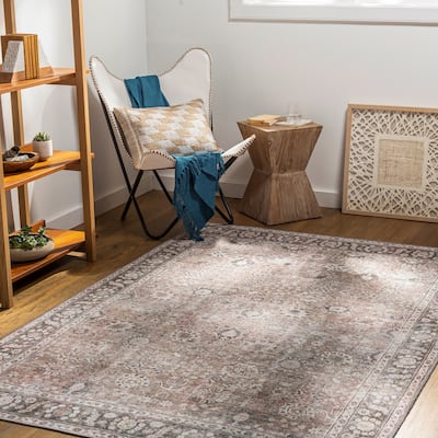 Livabliss Thea Persian Floral Printed Machine Washable Area Rug