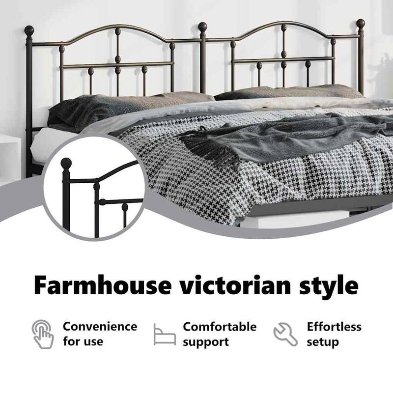 vidaXL 38.2 Inch Metal Headboard, Farmhouse Rustic Headboard Only