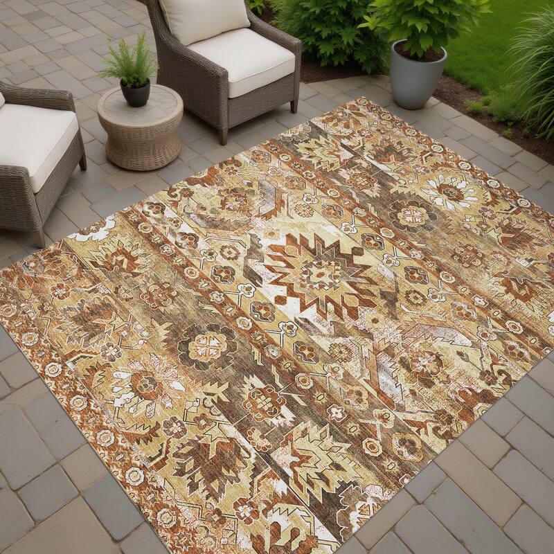 Machine Washable Indoor/ Outdoor Traditional Hudson Chantille Rug