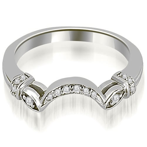 0.07 cttw. 14K White Gold Antique Round Cut Diamond Wedding Band