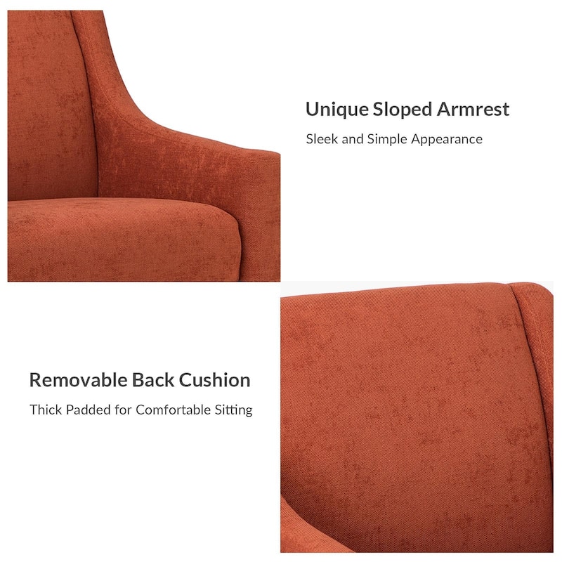 Francis Mid-century Modern Upholstered Armchair with Sloped Arms and Solid Wood Legs by HULALA HOME