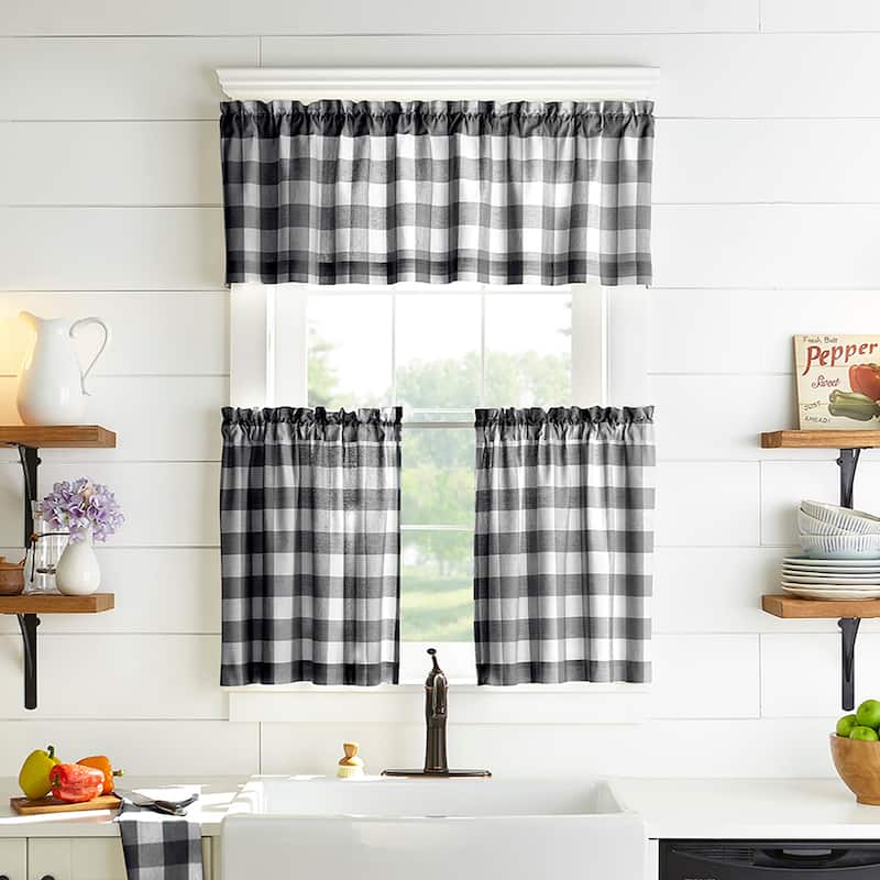 The Gray Barn Emily Gulch Buffalo Check Kitchen Curtain Valance - 60" W x15" L