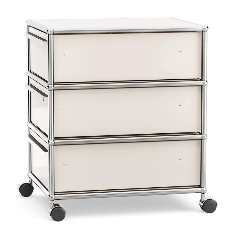 Modern 2/3-Drawer Wheel File Storage Cabinet with Stainless Metal