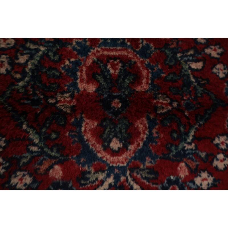 Hand Knotted Oriental 100% Wool Carpet Traditional All-Over Red Sarouk Runner Rug - 7' 6'' X 2' 8''