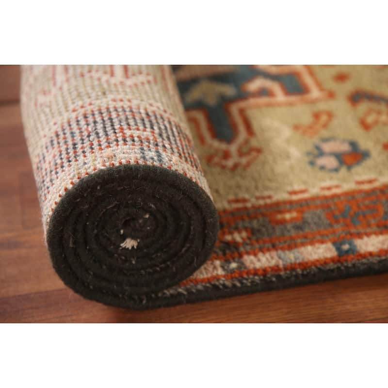 Traditional Green Kazak Runner Rug Hand-Knotted Wool Carpet - 2'6"x 10'0"