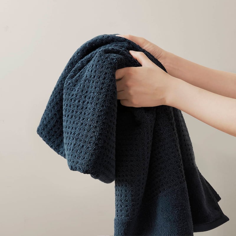 Madison Park Spa Waffle Cotton Waffle Jacquard Antimicrobial Bath Towel 6 Piece Set
