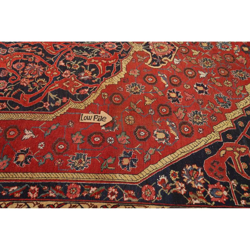Hand Knotted Oriental 100% Wool Carpet Traditional Floral Red Bidjar Area Rug - 18' 11'' X 11' 7''
