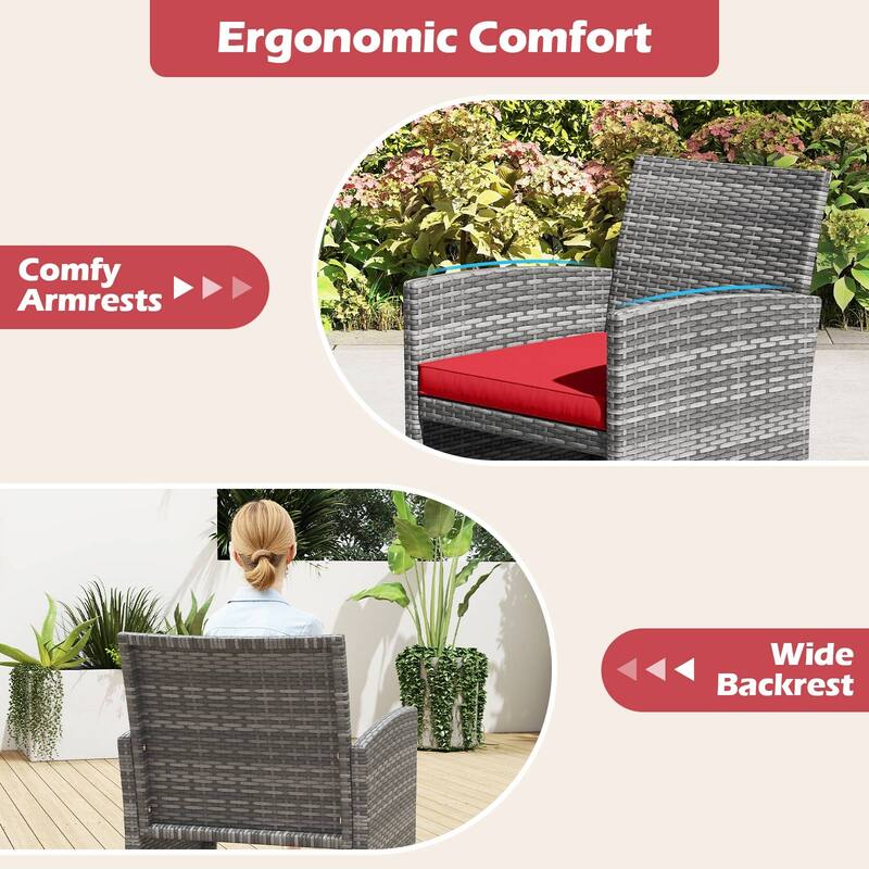 Gymax 2PCS 4 Piece Patio Furniture Set Outdoor Wicker Conversation Set