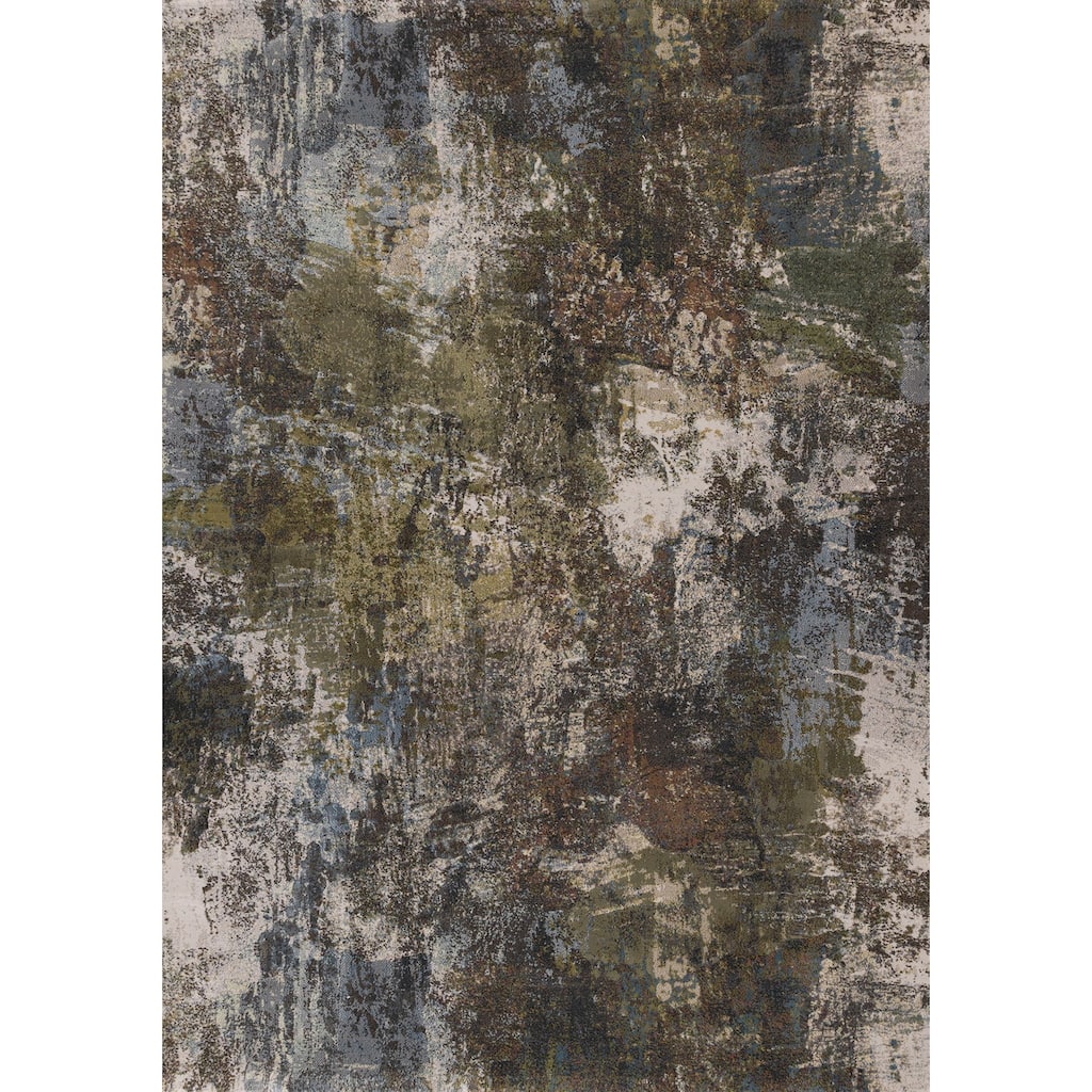 Grey Blue Green Pink Distressed Area Rug