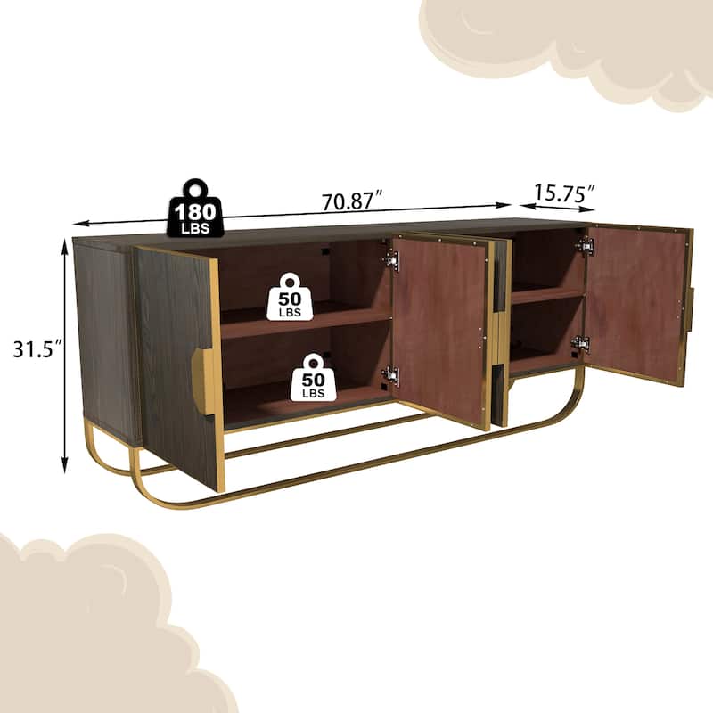 Clihome Furniture Wood 4-Door Accent Cabinet
