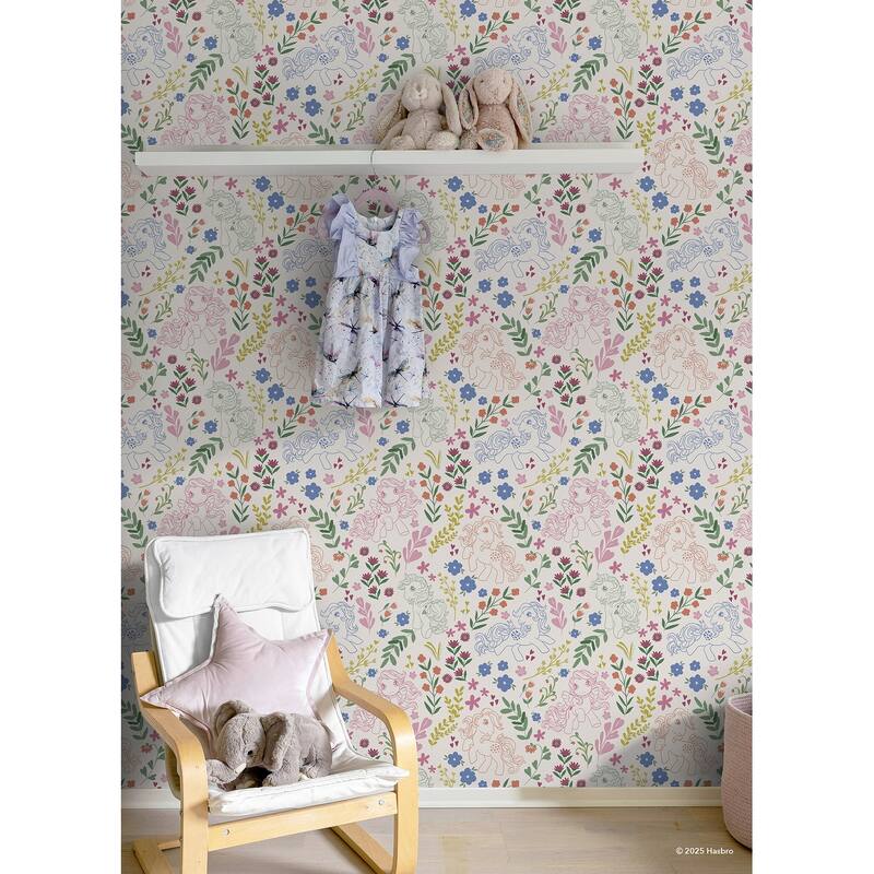 RoomMates My Little Pony Retro Floral Cream Peel and Stick Wallpaper