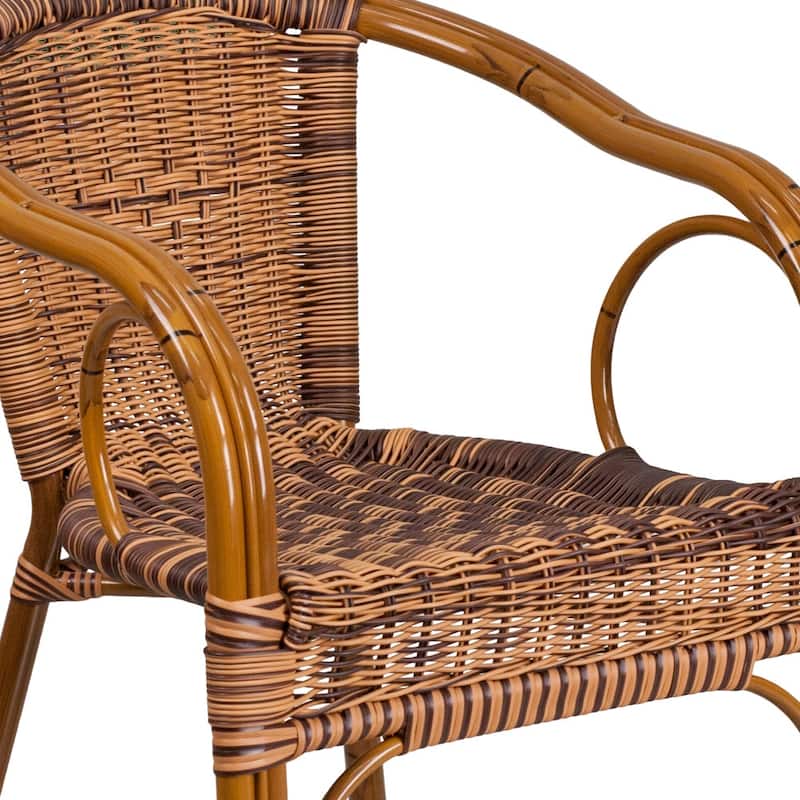 Rattan Bamboo-Aluminum Patio Chairs (Set of 3)