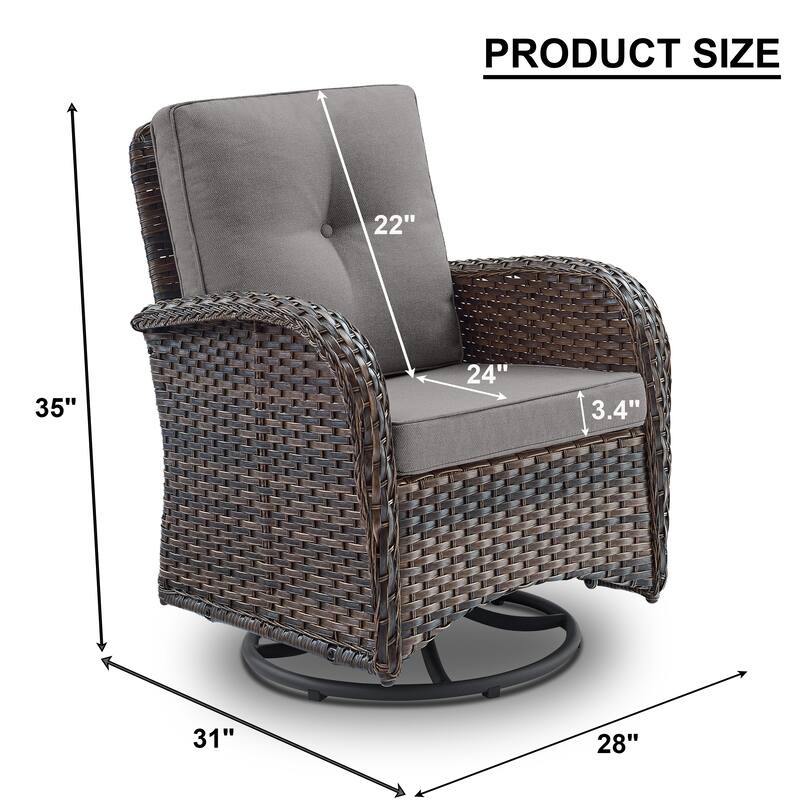 Outside Patio Swivel Chairs Brown - Grey