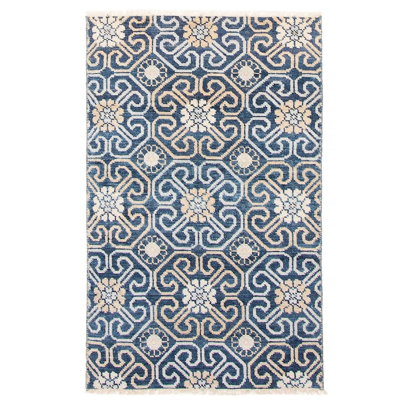 ECARPETGALLERY Hand-knotted Mystique Blue Wool Rug - 3' x 4' 10" - Blue - 3' x 4' 10" - Rectangle