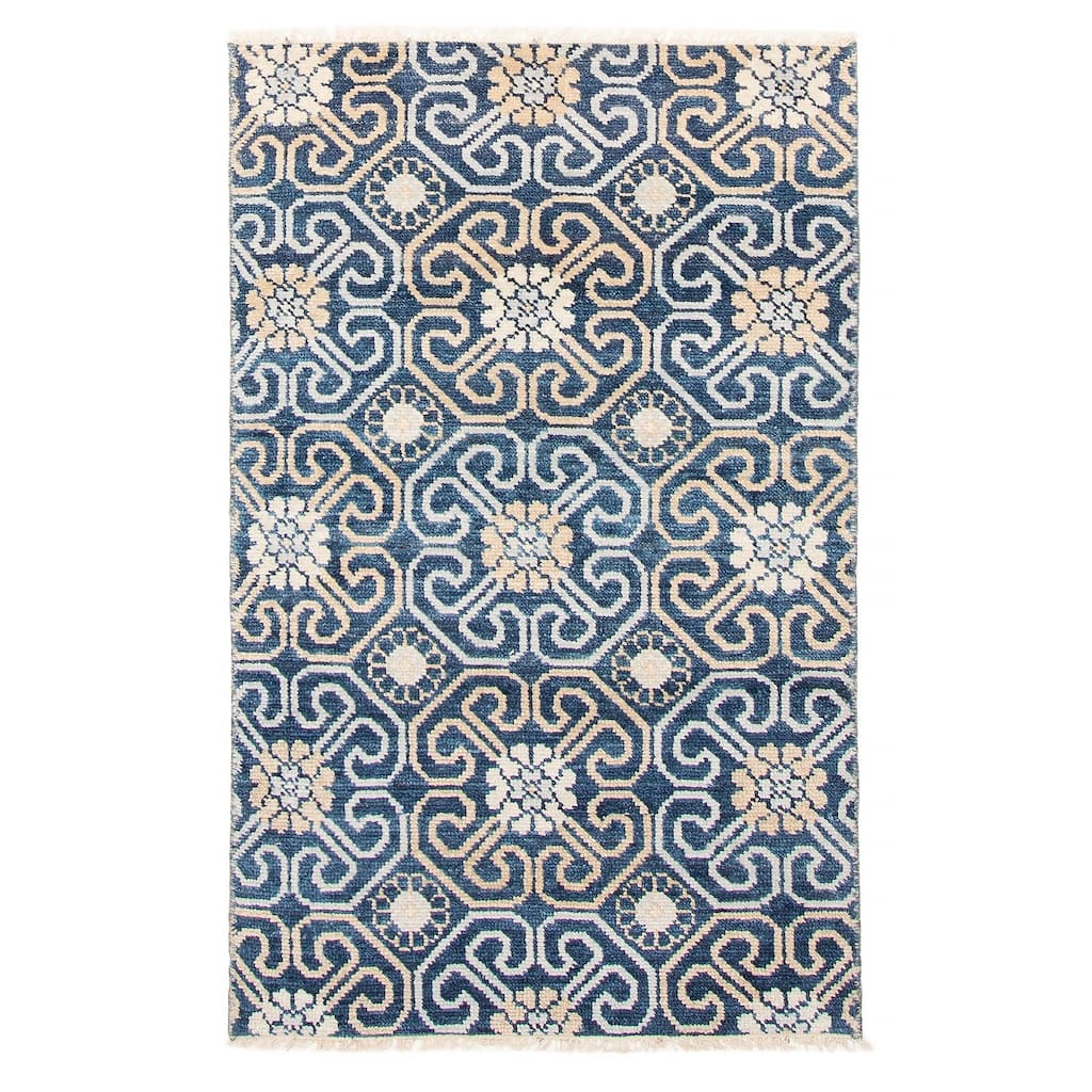 ECARPETGALLERY Hand-knotted Mystique Blue Wool Rug - 3' x 4' 10"