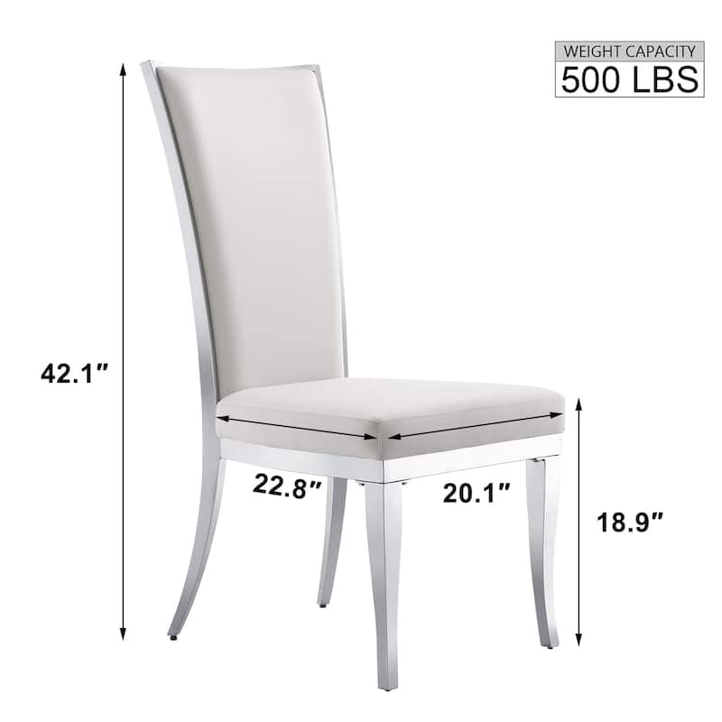 Upholstered dining chair with Hand-stitched diamond backrest and polished stainless steel legs