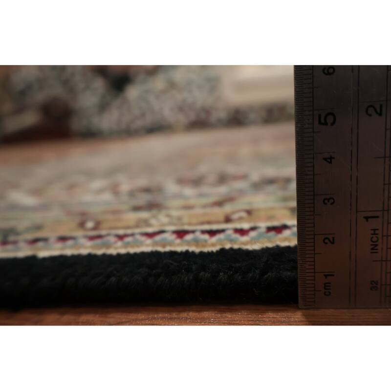 Hand Knotted Oriental 100% Wool Carpet Traditional Floral Black Tabriz-Mahi Area Rug - 8' 8'' X 5' 8''