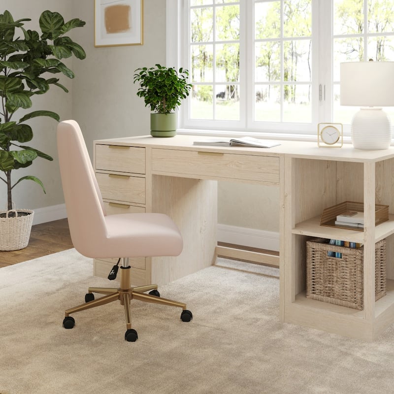 Martha Stewart Upholstered Height Adjustable Swivel Home Office Chair