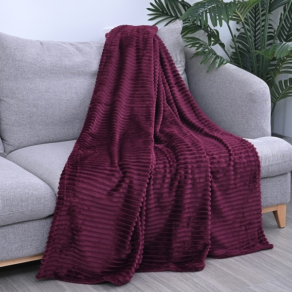 Basics Knitted Chenille Throw Blanket 66 x 90 Inches Bordeaux 