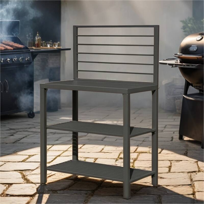 Outdoor Aluminum Kitchen Island with Storage Rack