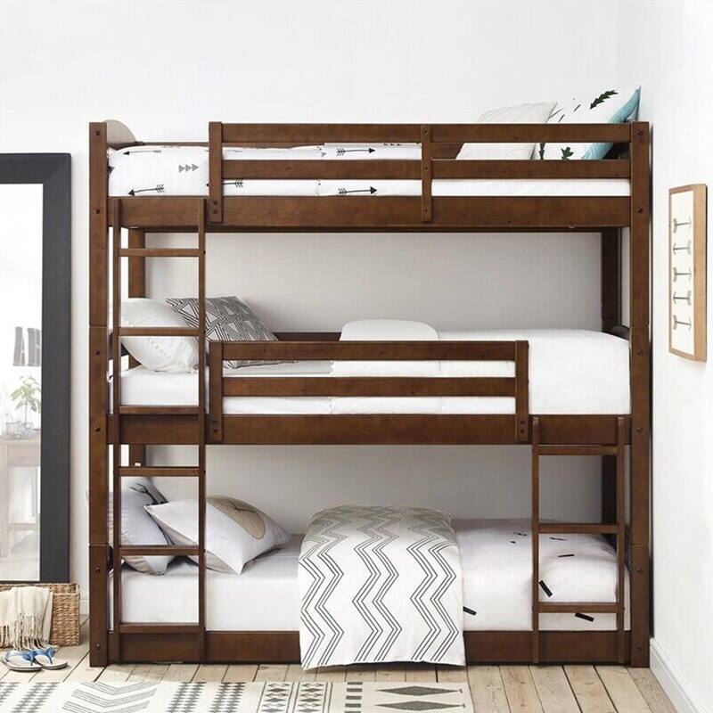 Twin over Twin Triple Bunk Bed in Mocha Brown Bed Bath & Beyond