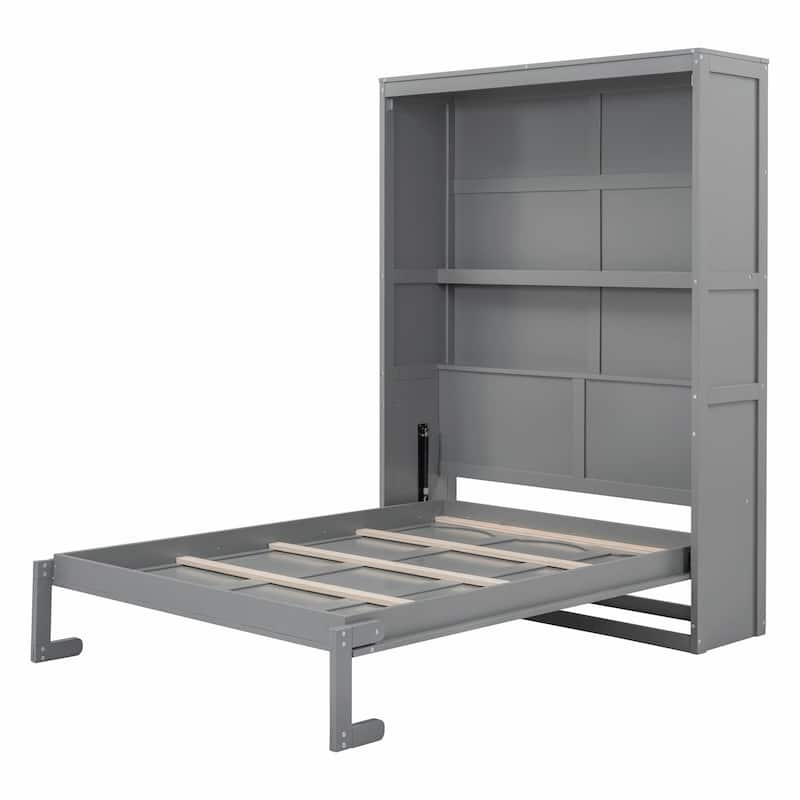Full/Queen Size Murphy Bed Wall Bed with Shelves
