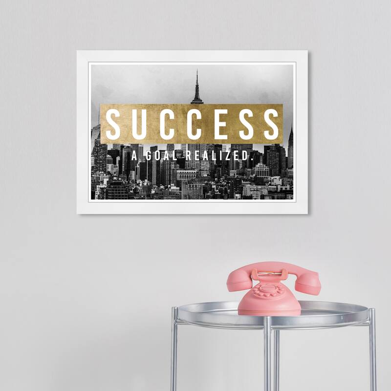 Wynwood Studio Prints Cities and Skylines Success City Gold and Metallic Gold Modern & Contemporary Wall Art Canvas Print - White
