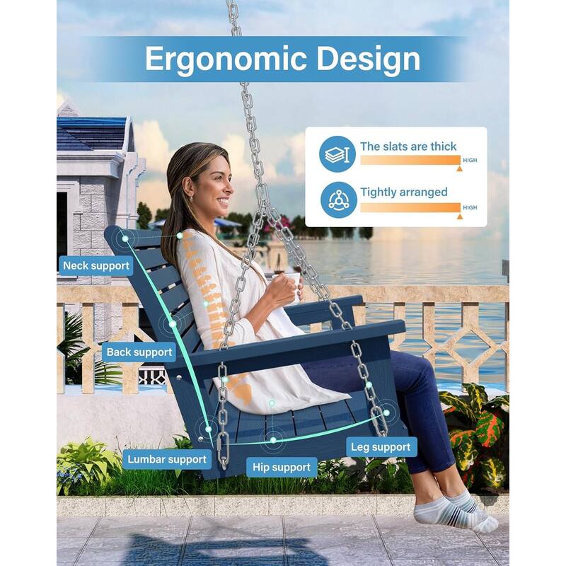 WINSOON 55" All Weather HIPS Outdoor Porch Swing