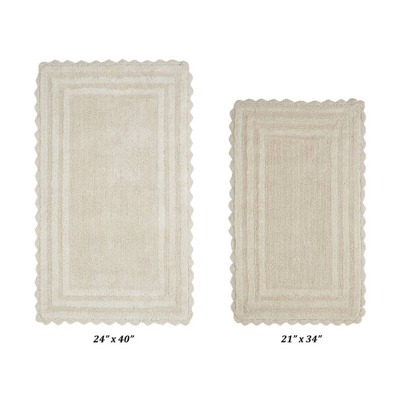 Better Trends Bath Rugs Set 100% Cotton Soft & Water Absorbent Tufted Bathroom Rug for Shower, Sink Bath Mats Lilly Crochet